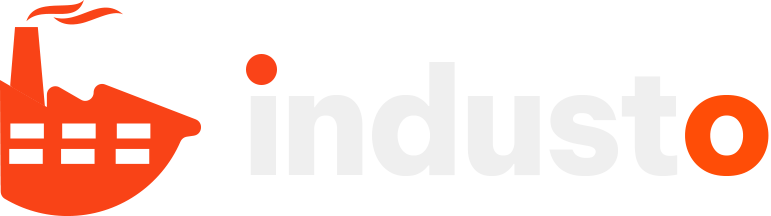 Logo featuring a factory icon in a red circle on the left, with industro in light gray and red to the right. The red o complements the factory design, emphasizing our role as a premier manufacturer.
